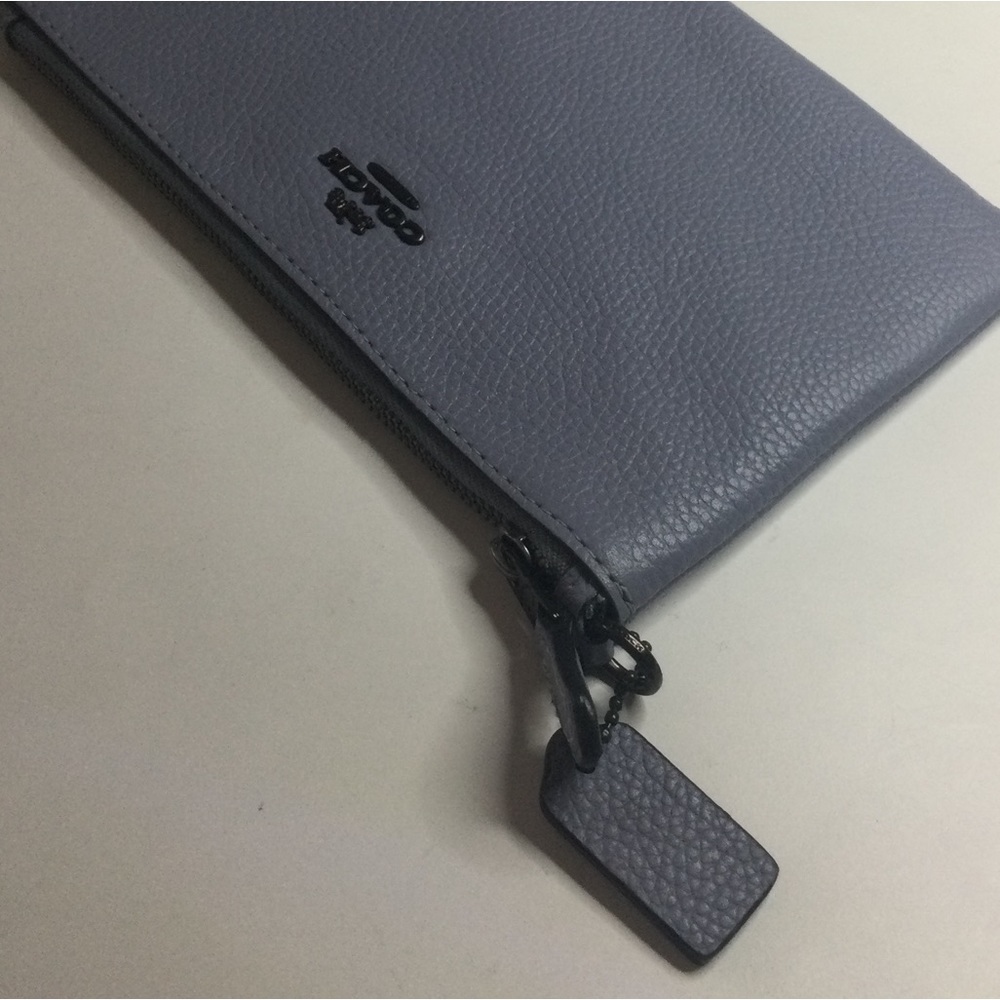 COACH PEBBLED LEATHER ZIP POUCH BLUE NWOT - Picture 8 of 8